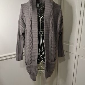 Autumn Cashmere Heather Gray Cable Knit Cardigan